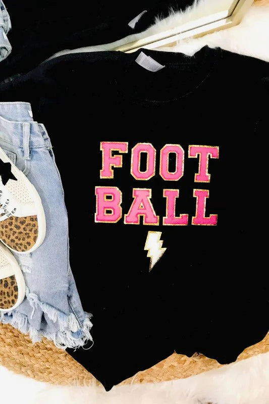 Football Lightning Chenille Patch Sweatshirt
