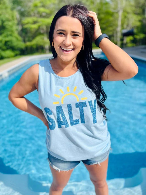 Salty Sunrise Glitter Tank Top