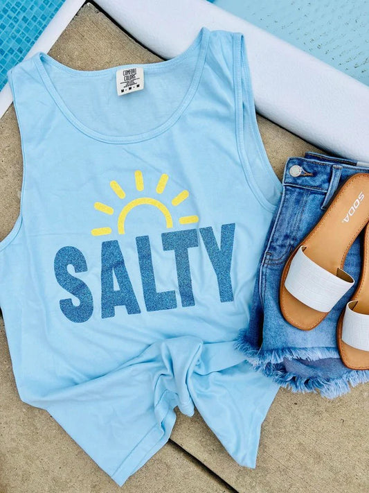 Salty Sunrise Glitter Tank Top