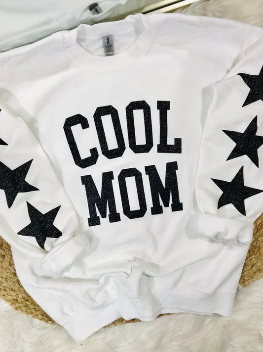 Cool Mom Glitter Sweatshirt With Sleeve Details