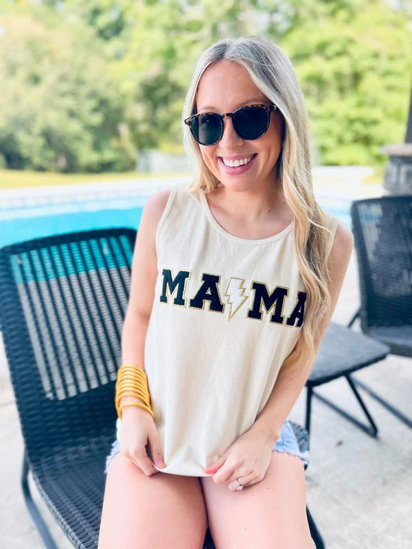 Mama Lightning Bolt Chenille Patch Tank