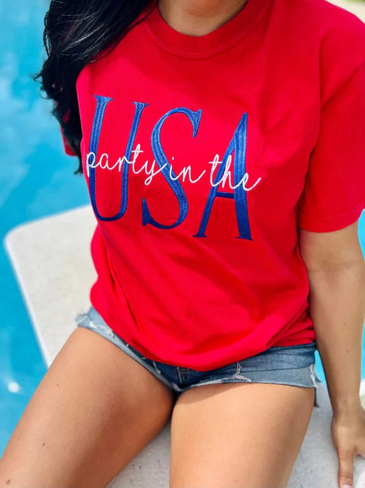 Party In The USA Embroidered Tee