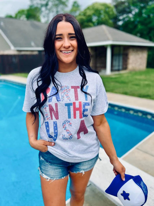 Party In The USA Patriotic Stars & Stripes Leopard