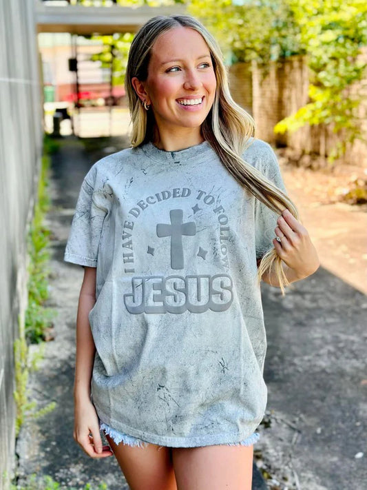 I Have Decided To Follow Jesus Cross Puff Tee