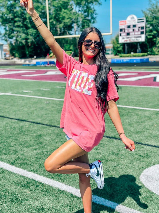 Custom Check Pattern Applique Tee