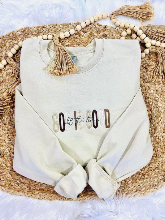 God Is Good Multi Embroidered Sweatshirt