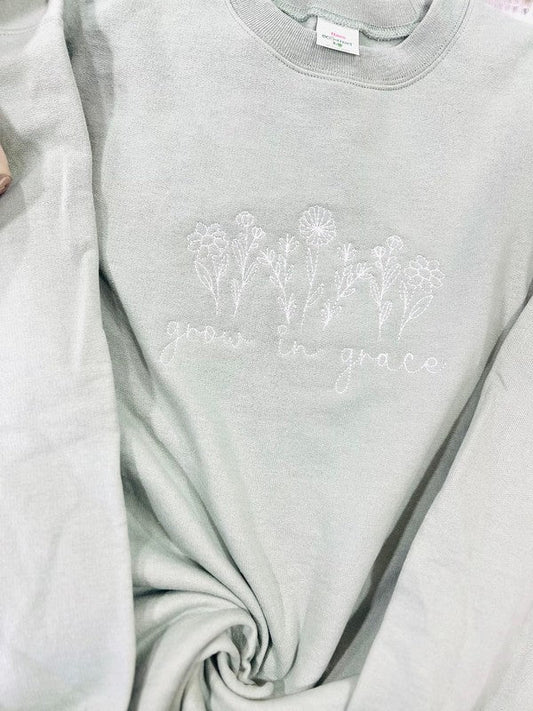 Grow In Grace Wildflowers Embroidered Sweatshirt