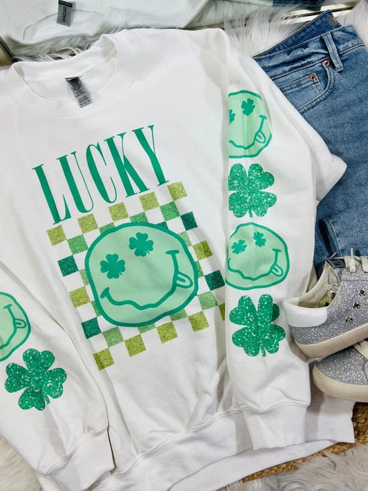 Lucky Drip Smile Sweatshirt With Sleeve Details