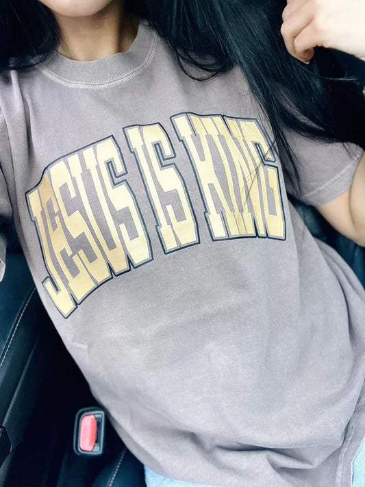 Jesus Is King Varsity Curve DTF Tee