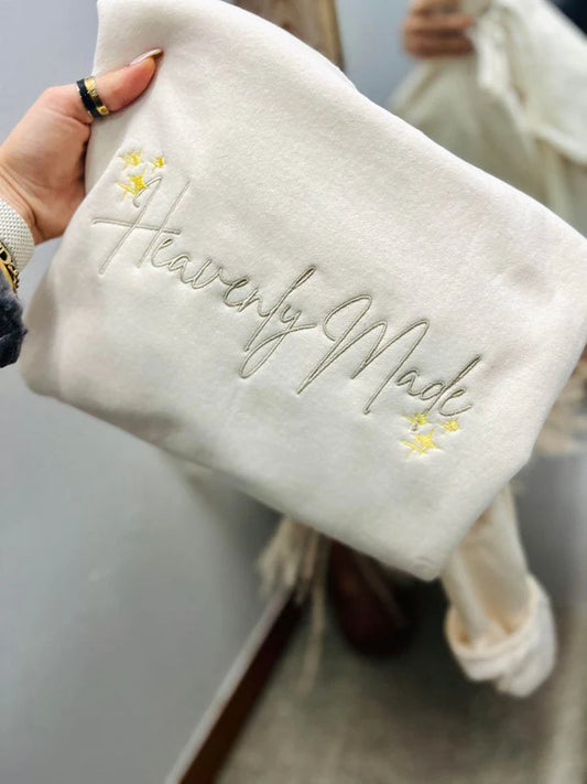 Heavenly Made Cursive Stary Embroidered Sweatshirt