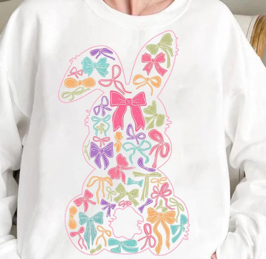 Bow Collage Easter Bunny Shaped DTF Sweatshirt