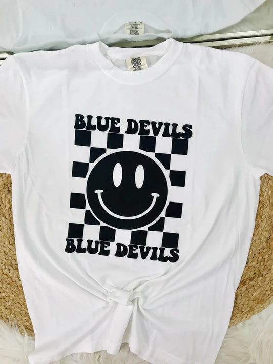 CUSTOM School Spirit Checkered Happy Puff Tee