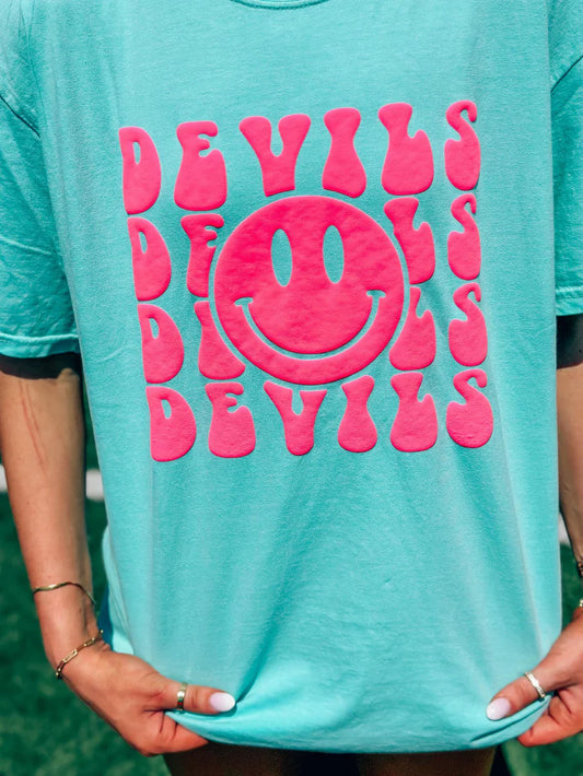 CUSTOM Happy Mascot Repeat Puff Tee