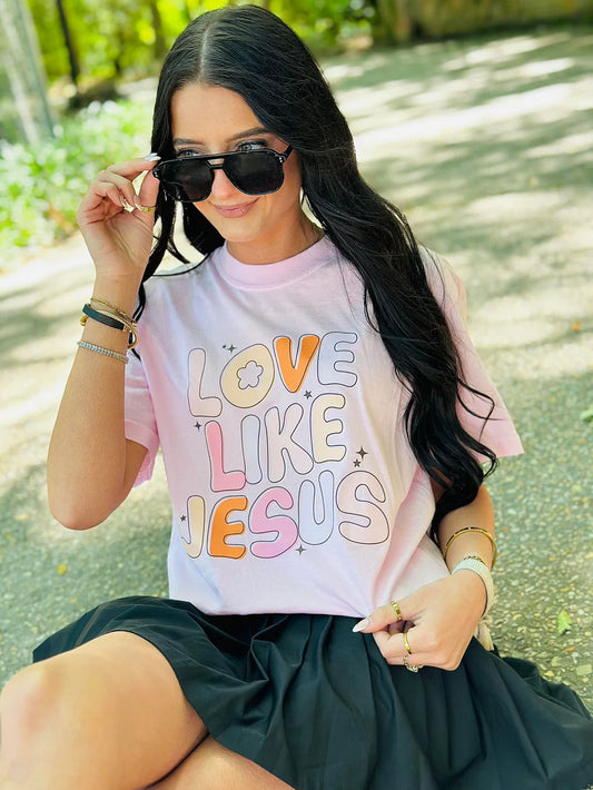 Love Like Jesus Retro Bubble DTF Tee