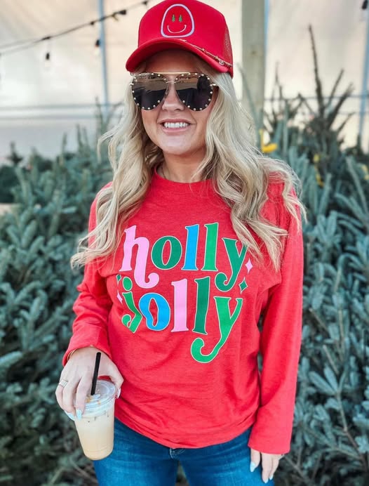 Holly Jolly Heather Red Long Sleeve