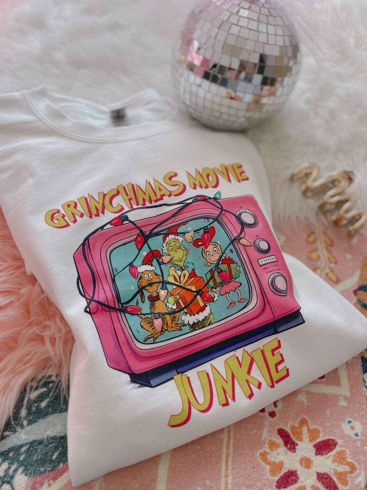 Grinchmass Movie Junkie Crewneck Sweatshirt
