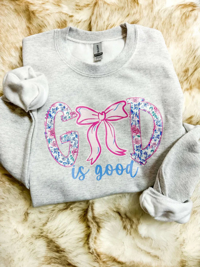 God is Good Floral Ribbon DTF Sweatshirt
