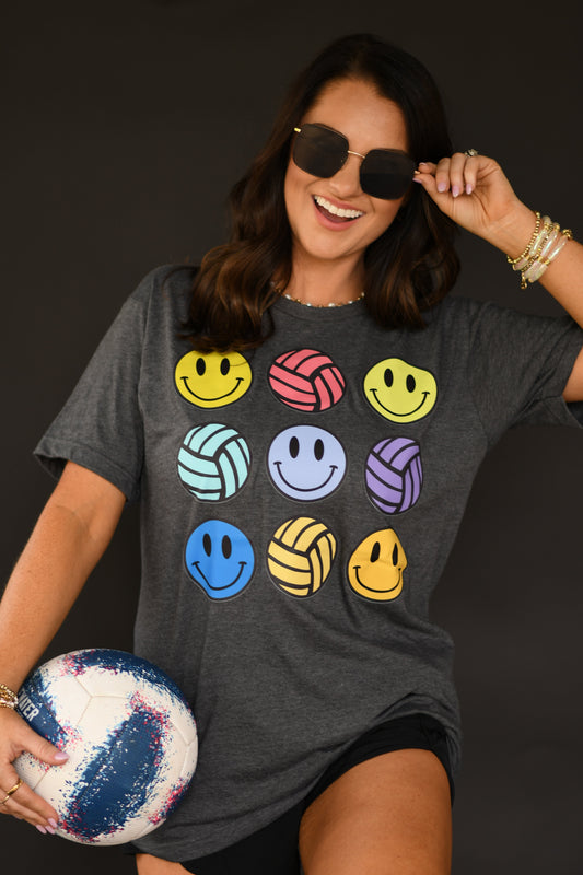 Neon Volleyballs And Smileys Tee
