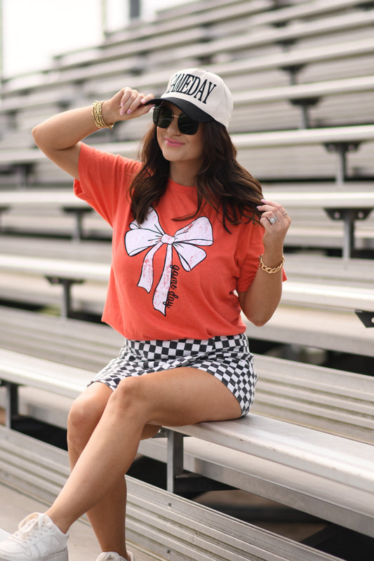 **SALE** RTS Orange Game Day Bow Tee