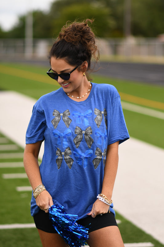 Blue And Black Bows Tee