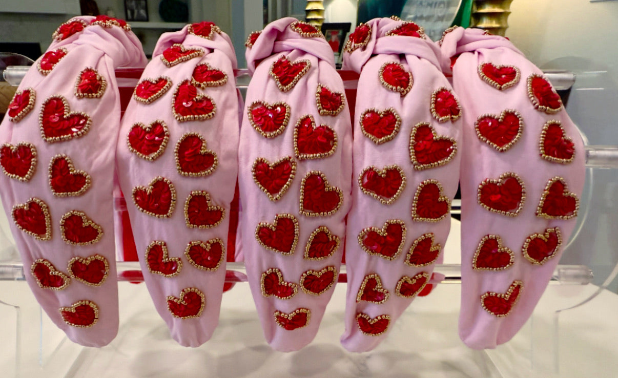 Headbands Hearts Pink