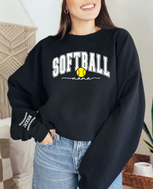 Custom Sport Softball Name Sleeve DTF Sweatshirt
