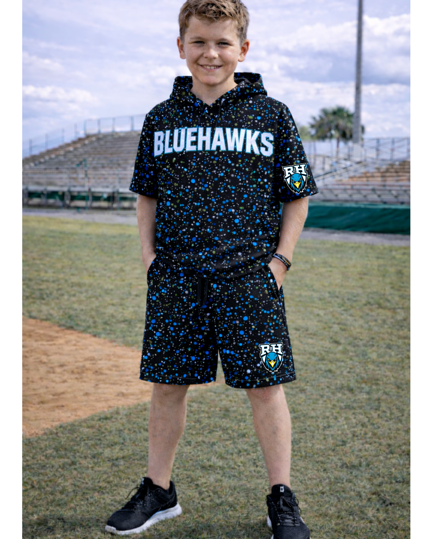 Rockhill Bluehawks Spring Splatter Shorts