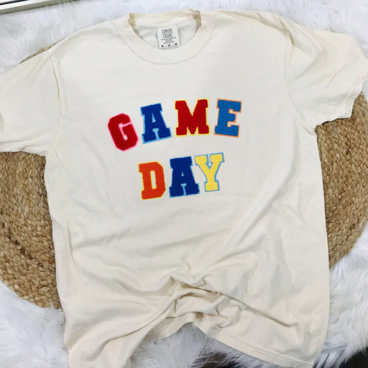 Game Day Multi Colored Varsity Patch Tee