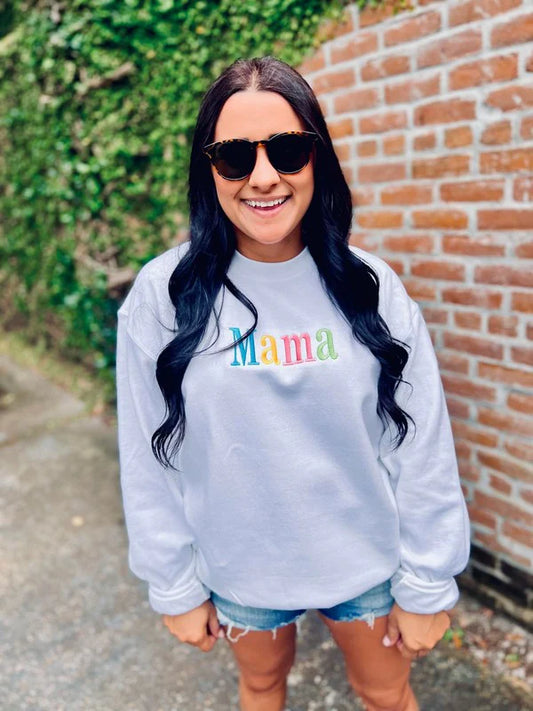 Mama Rainbow Embroidered Sweatshirt
