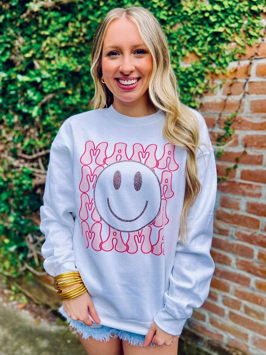 Happy Mama Sublimation Glitter Combo Sweatshirt