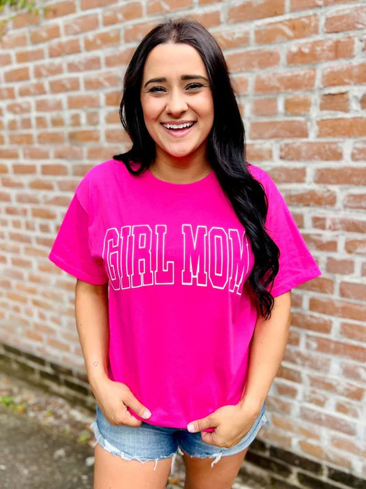 Girl Mom and Boy Mom Pearl Vinyl Varsity Tees