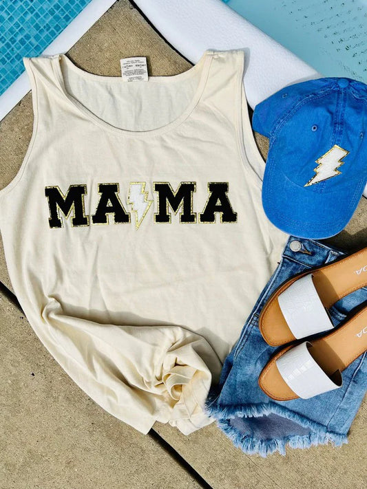 Mama Lightning Bolt Chenille Patch Tank
