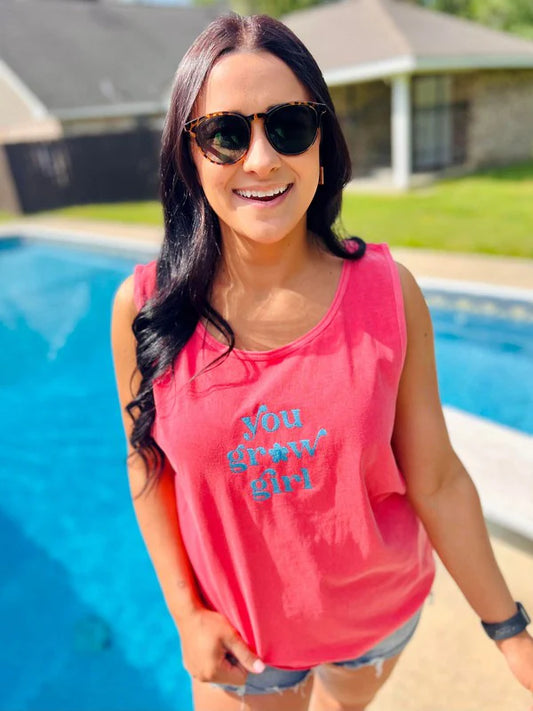 You Grow Girl Embroidered Tank Top