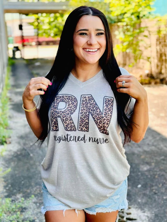 Registered Nurse Leopard Marble Tee