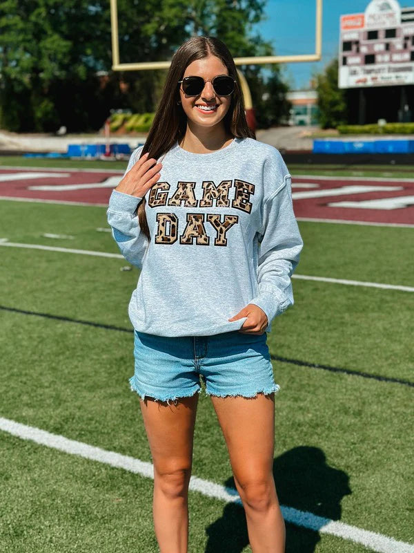Game Day Leopard Patch Sweatshirt