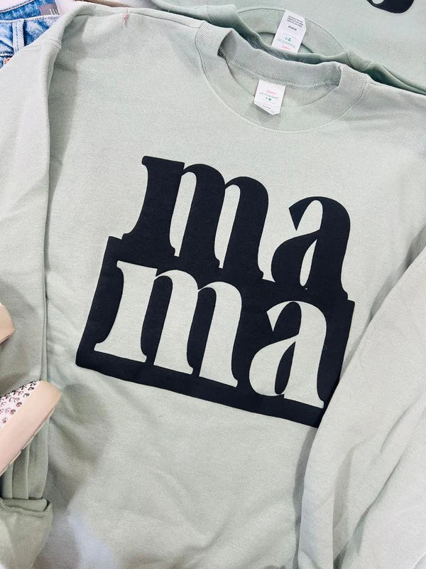 Mama Block Font Square Puff Sweatshirt