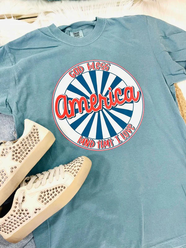 God Bless America Land That I Love Circle Tee