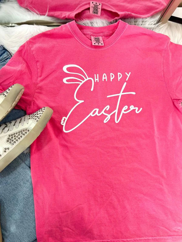 Happy easter Cursive Bunny E Puff Tee