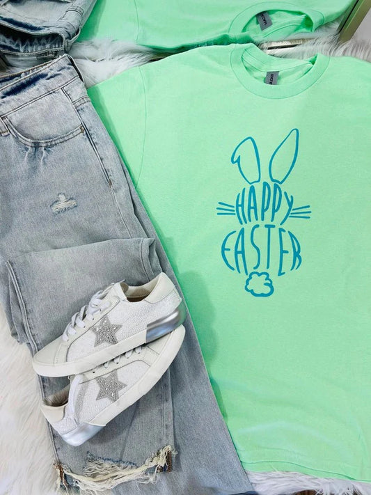 Happy Easter Tall Bunny Puff Tee