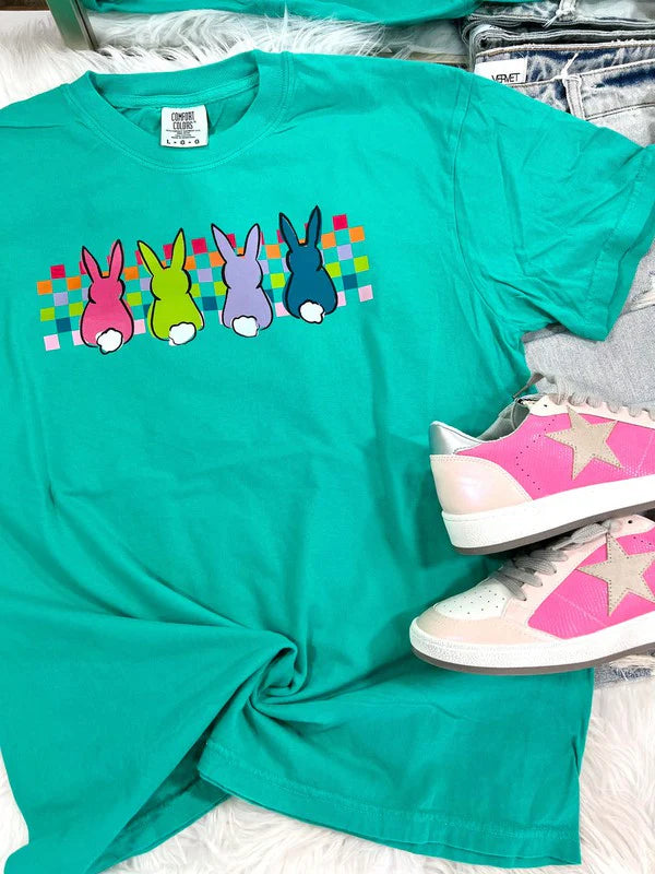 Checkered Multicolored Bunny's Easter Tee