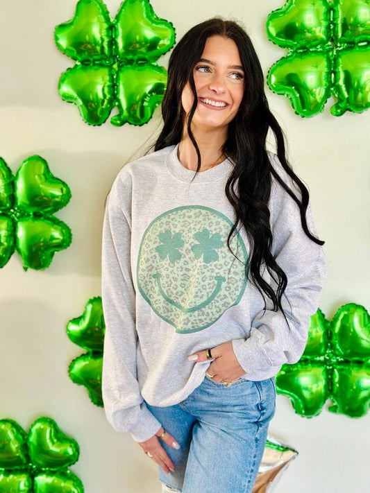Leopard Clover Eye Happy Sweatshirt