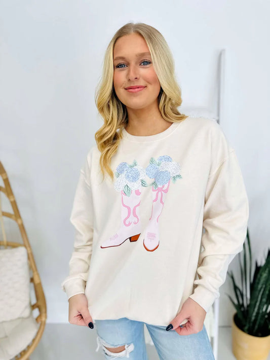 Hydrangea Floral Boot DTF Sweatshirt