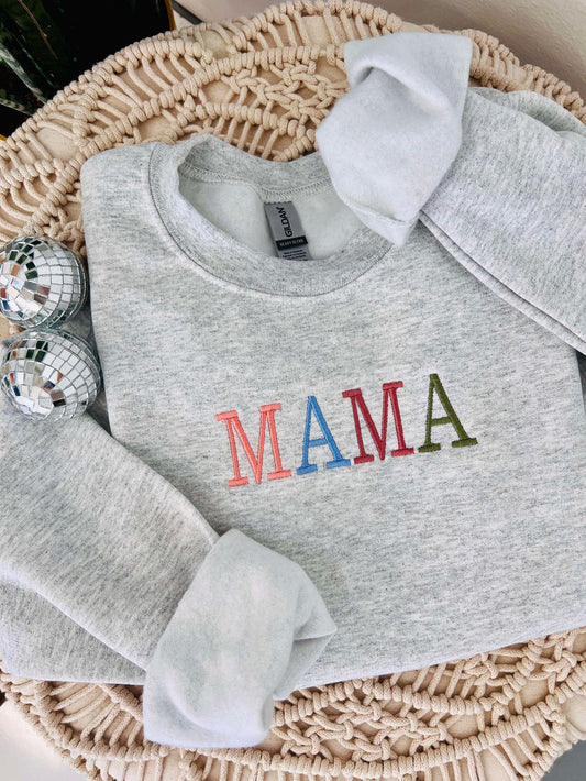 Mama Typed Multi Color Fall Embroidery SWSH