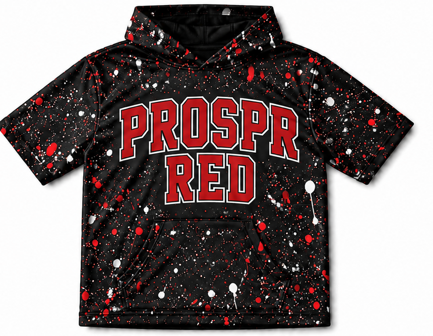 Prosper Red Graffiti Short Sleeve Hoodie