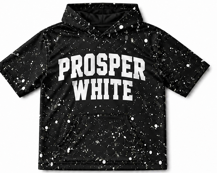 Prosper White Graffiti Short Sleeve Hoodie