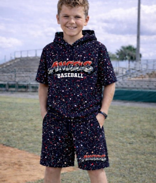 Angels Baseball Spring Splatter Shorts