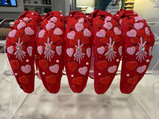 Headbands Hearts Red