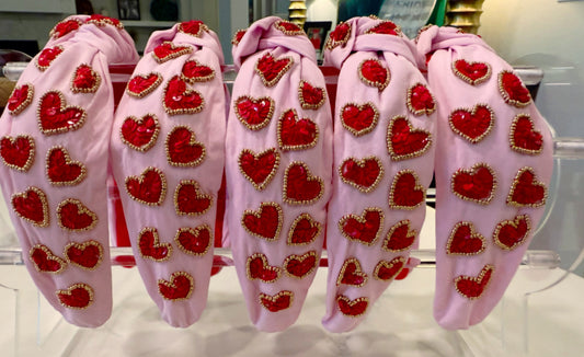 Headbands Hearts Pink