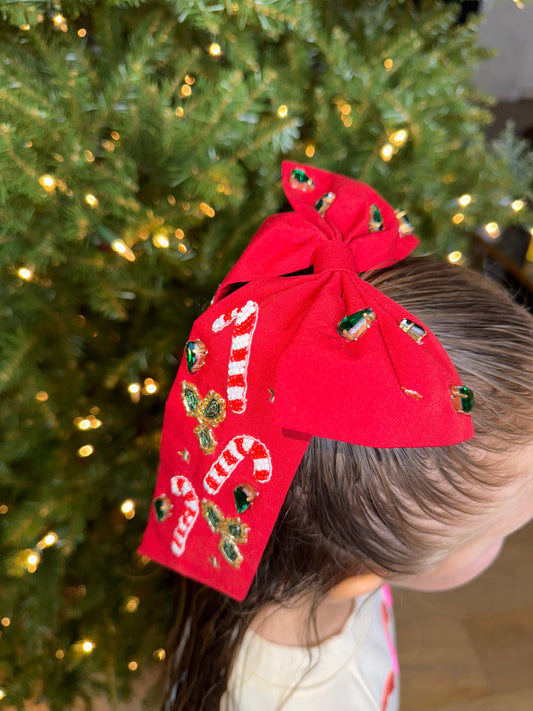 Festive Christmas Hair Bow-Candy Cane