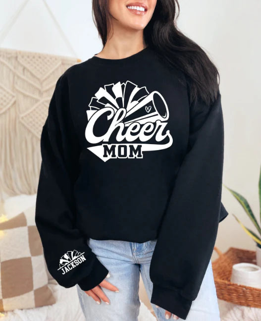 Custom Sport Cheer Mom Name Sleeve DTF Sweatshirt